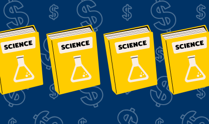simple illustration of textbooks and dollar signs