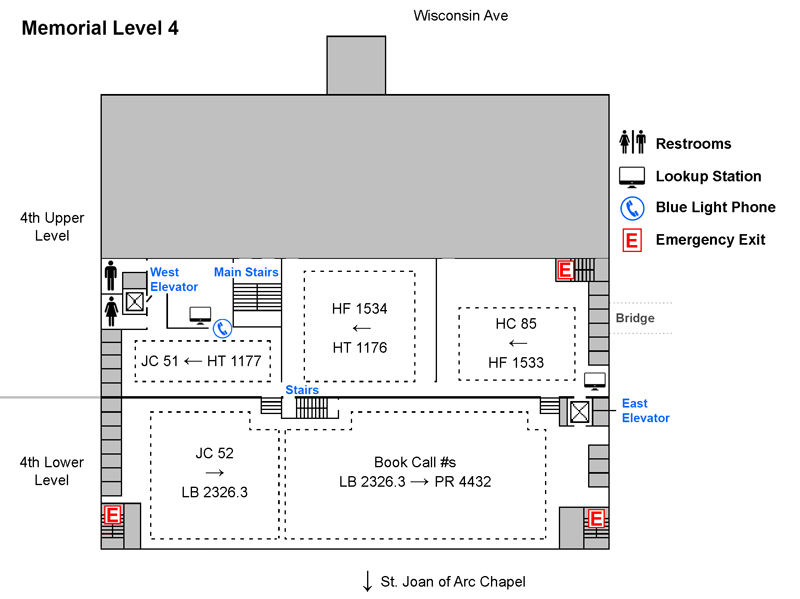 Map of Memorial Library, 4th floor