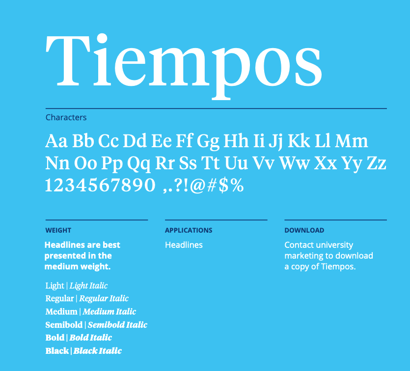 Tiempos font, Best used for headlines only.