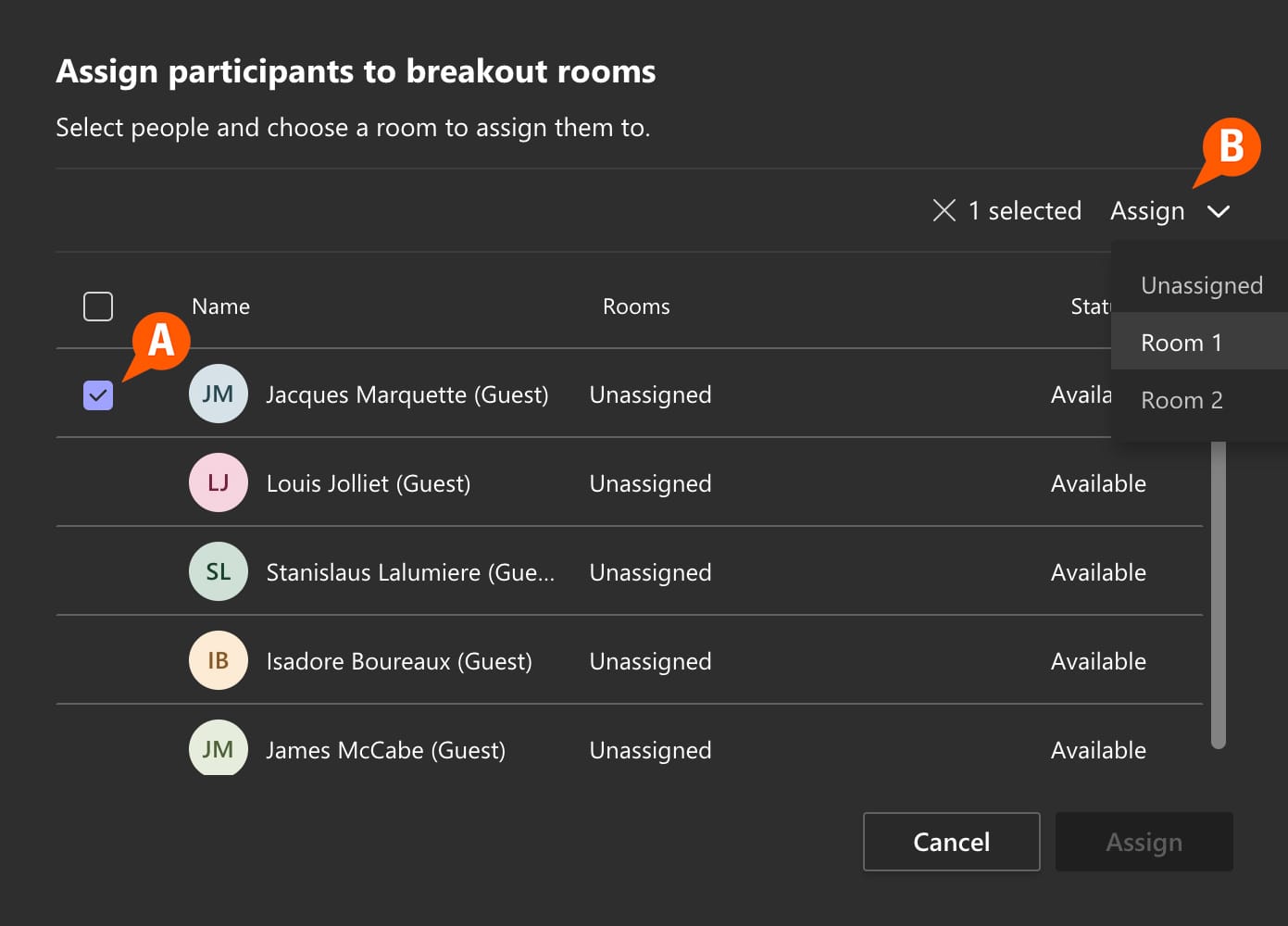 teams assign breakout room manager