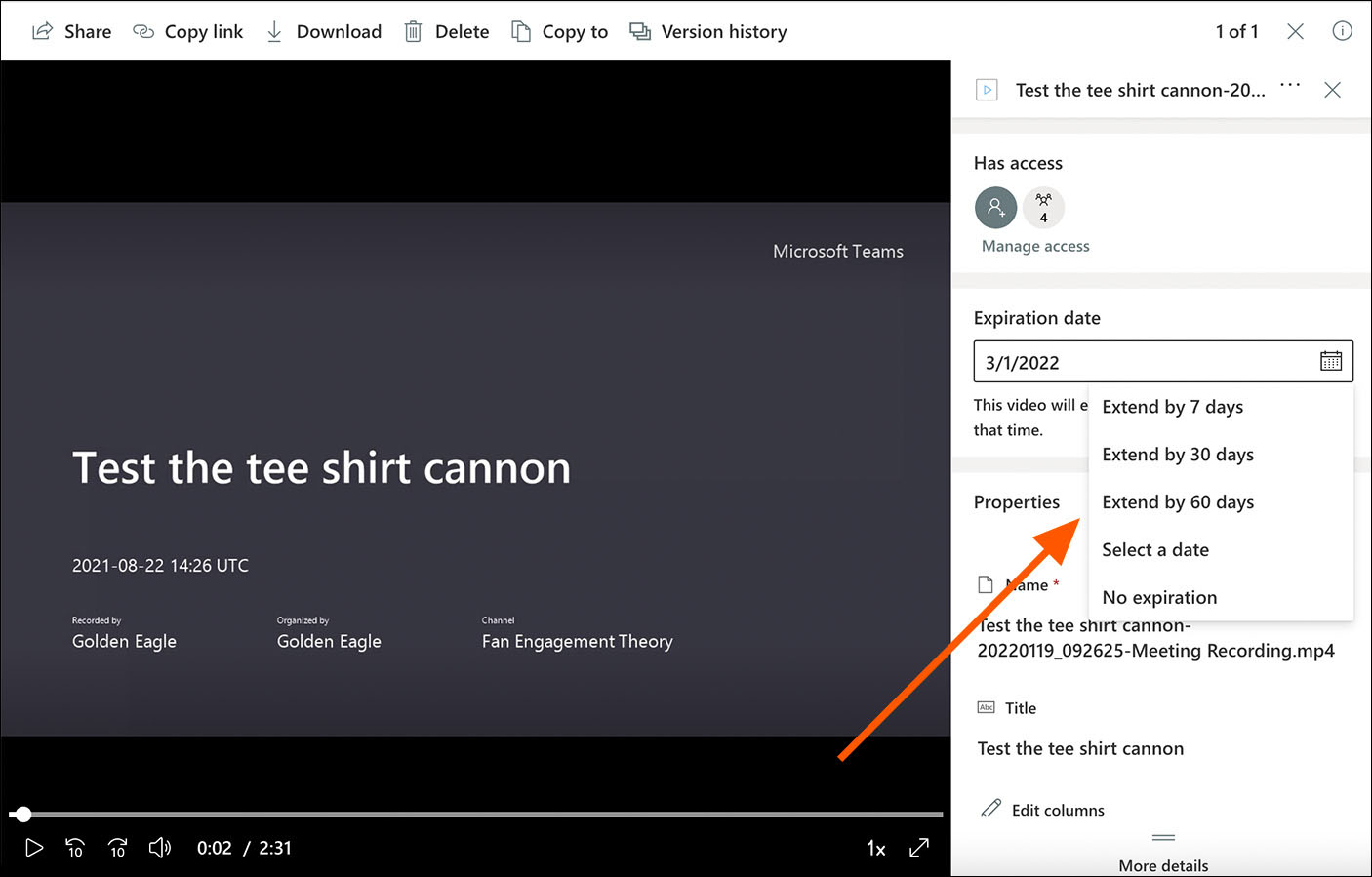 Changing Expiration Dates On Teams Videos From Channel Posts 
