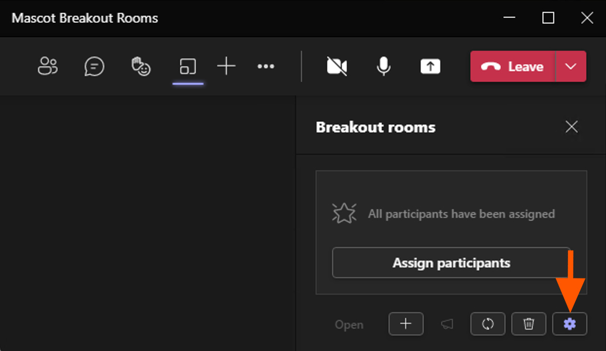 Breakout Rooms gear icon