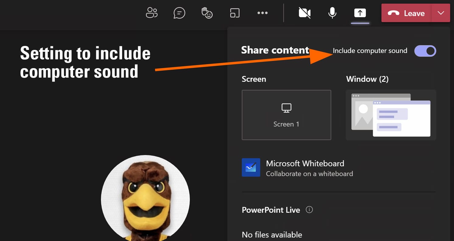 share presentation sound on teams