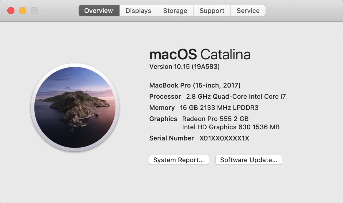 About this Mac: macOS Catalina