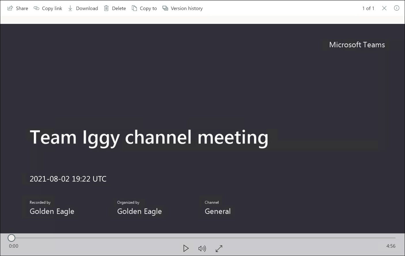 Teams channel meeting video window