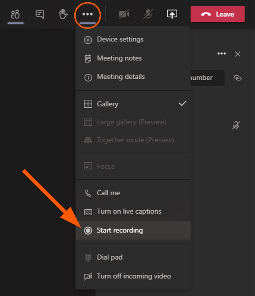 Select More Actions and Start Recording