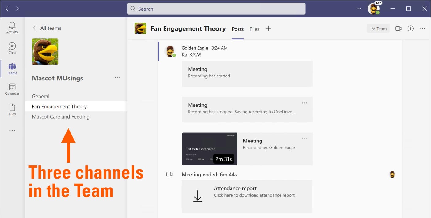 Create a meeting from a Teams channel // Microsoft Teams // Marquette  University