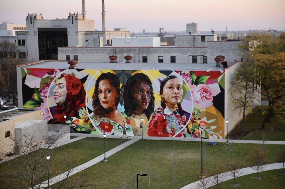 Picture of the mural, "Our Roots Say We're Sisters"