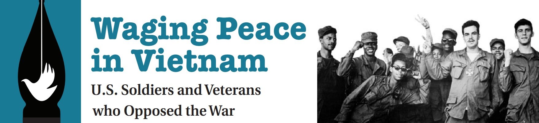 Banner for "Waging Peace in Vietnam" exhibition
