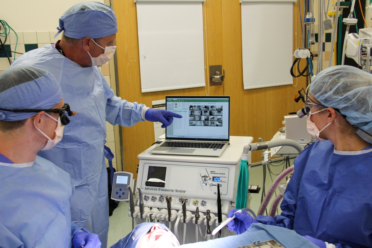 Dentists at work in an emergency department