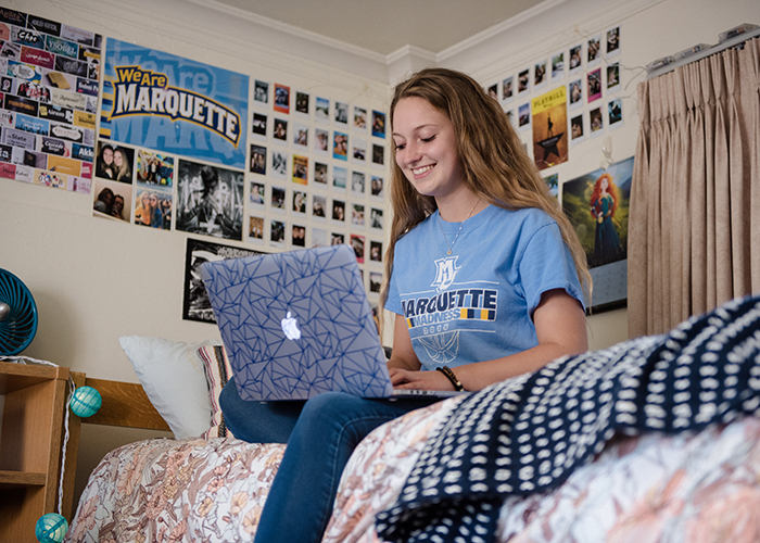 A Marquette student in her Residence Hall