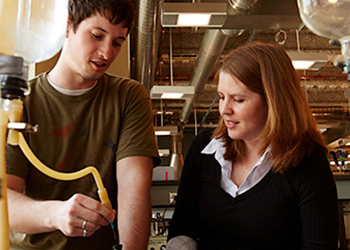 A Marquette University student working with a professor