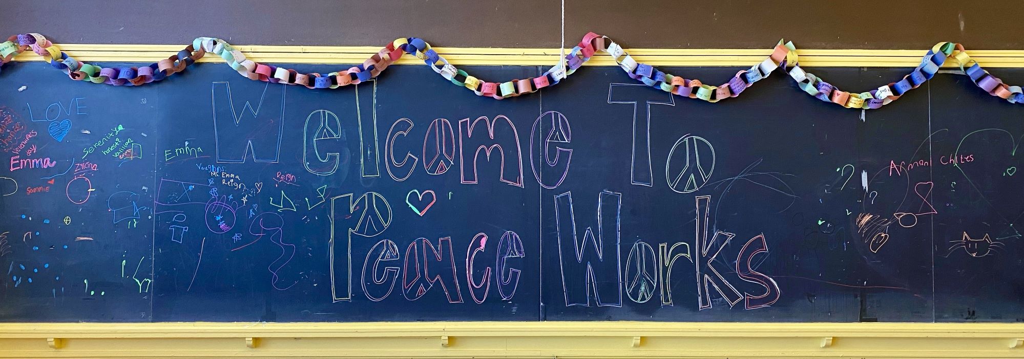 chalkboard welcome to peace works