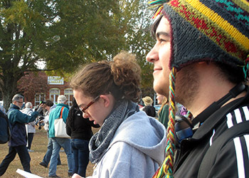 Students attend a vigil
