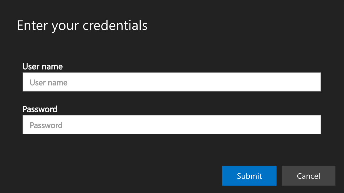 Enter credentials