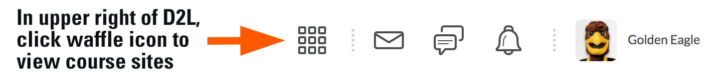 Click waffle icon for course sites