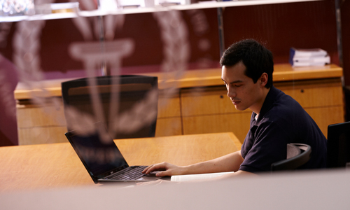 Student on computer