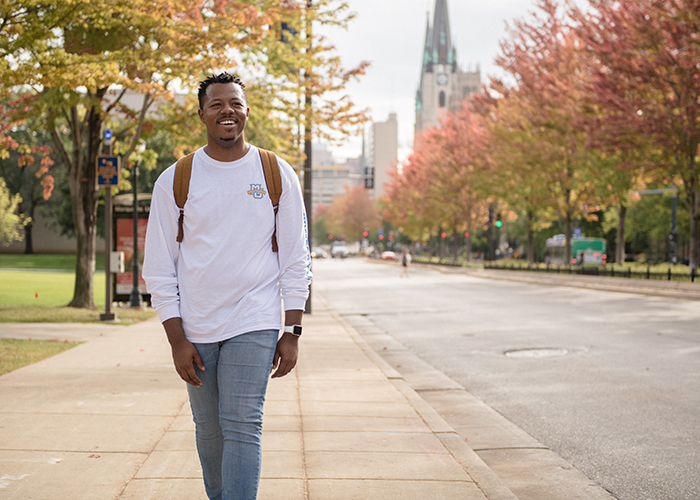A student on the Marquette University Campus