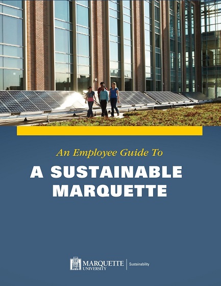 solar panel overlay on cover page for employee sustainability guide