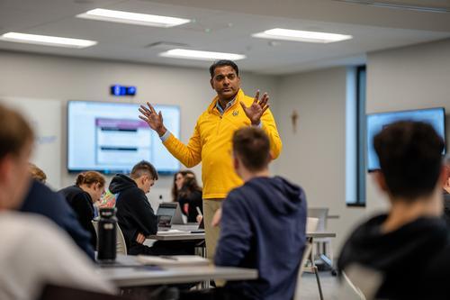 professor explains to classroom