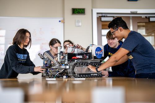 group of marquette university students work together in NASA project