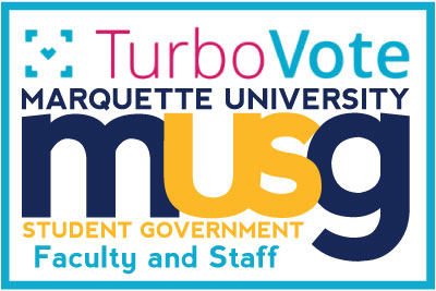 TurboVote and MUSG logo faculty and staff button