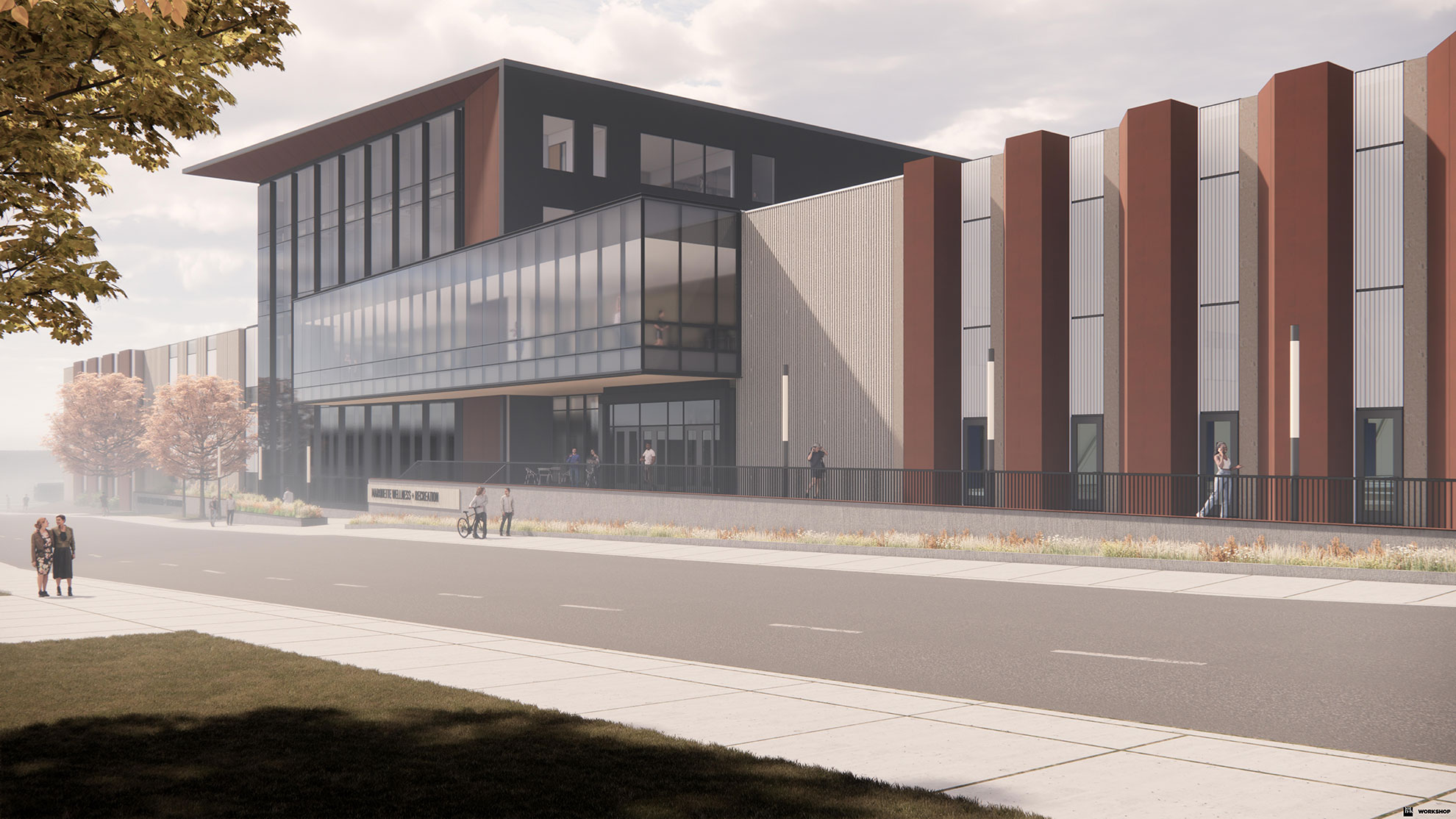 A rendering of the 16th street view of the new Marquette Business facility.