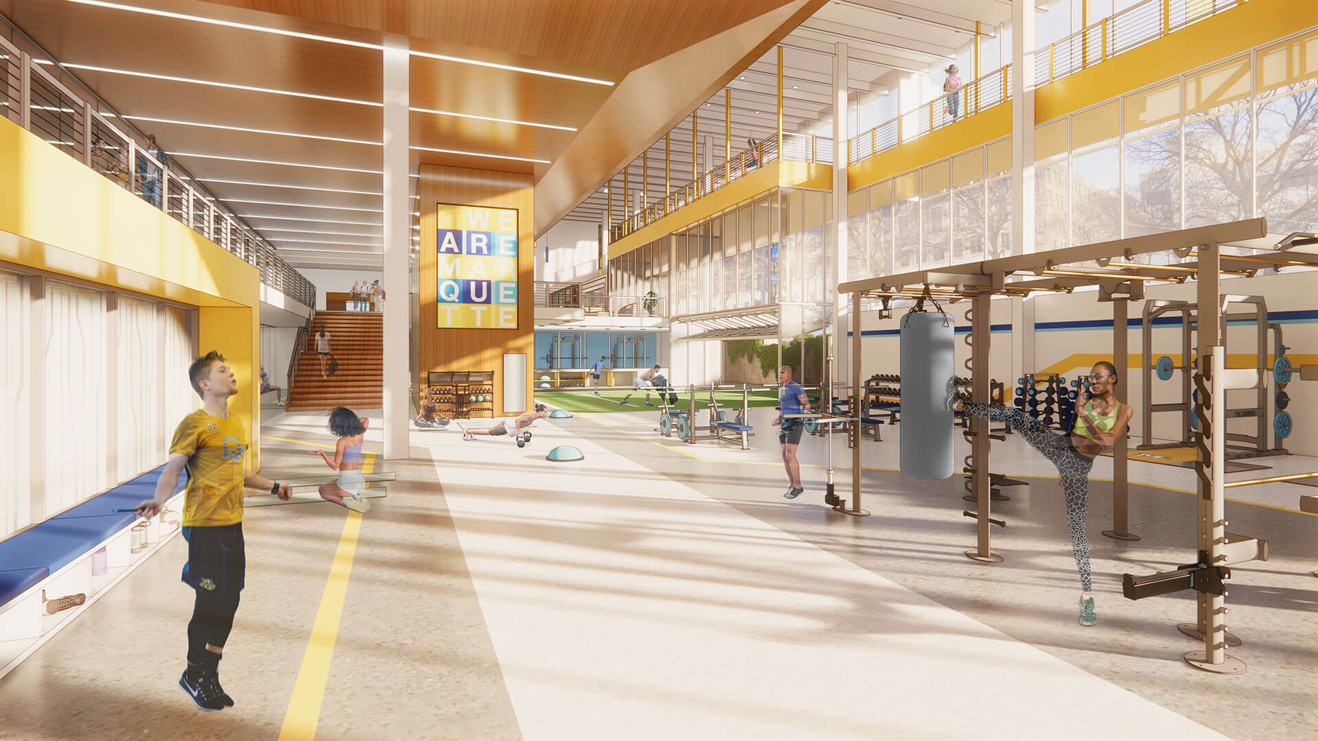 A rendering of the lobby inside the new Marquette Business facility.