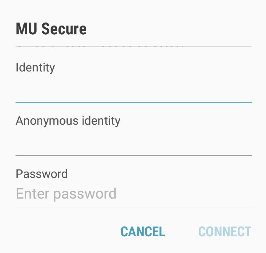 Android Wi-Fi username and password