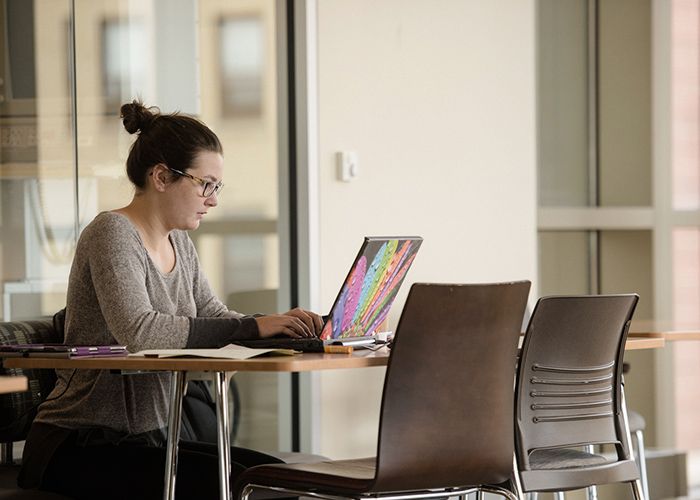 Student working on Windows laptop