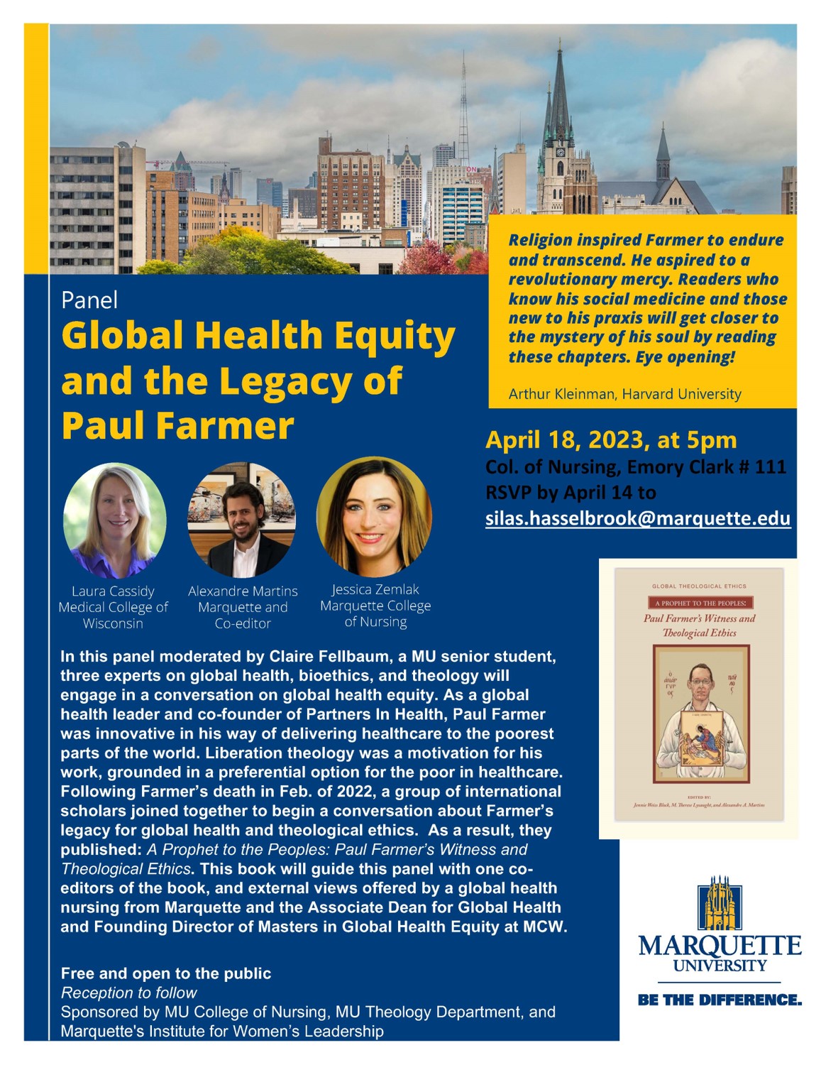 digital flyer for April 18, 2023, Global Health Equity Panel speaking on the Legacy of Paul Farmer