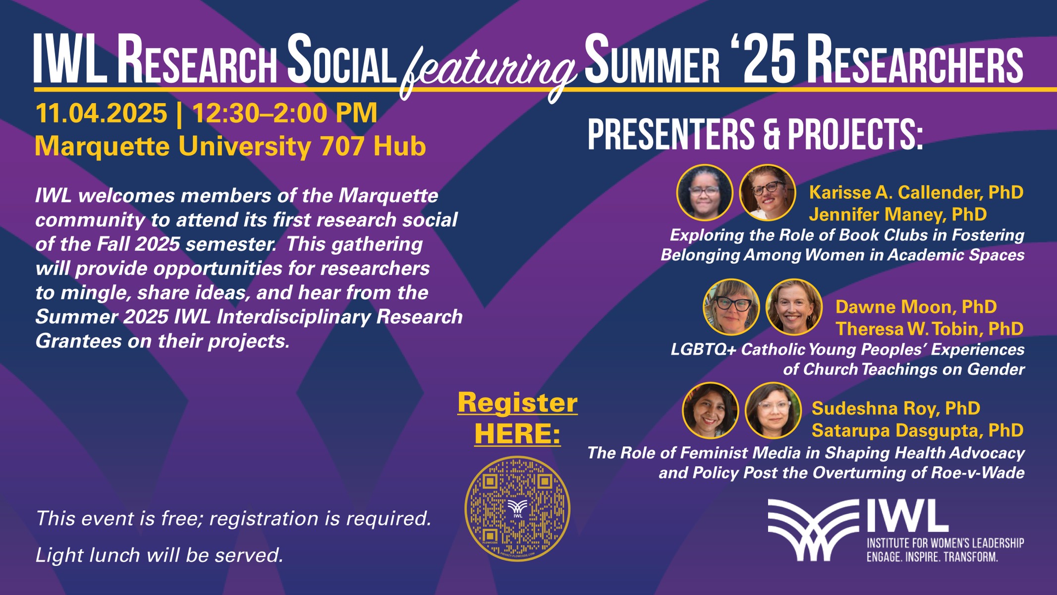 digital flyer for Nov. 4, 2025, IWL Research Social