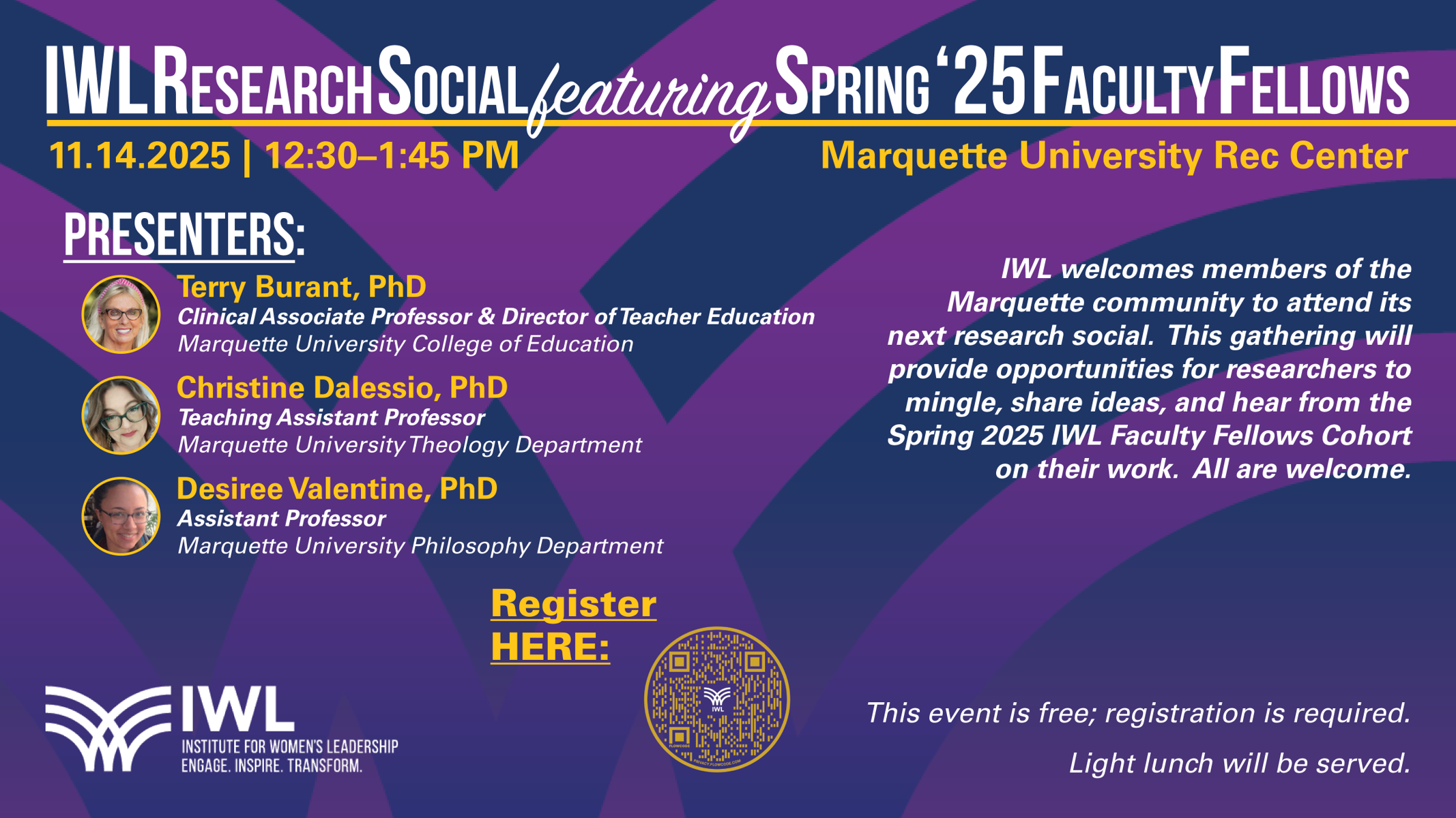 digital flyer for Nov. 14, 2025 IWL Research Social