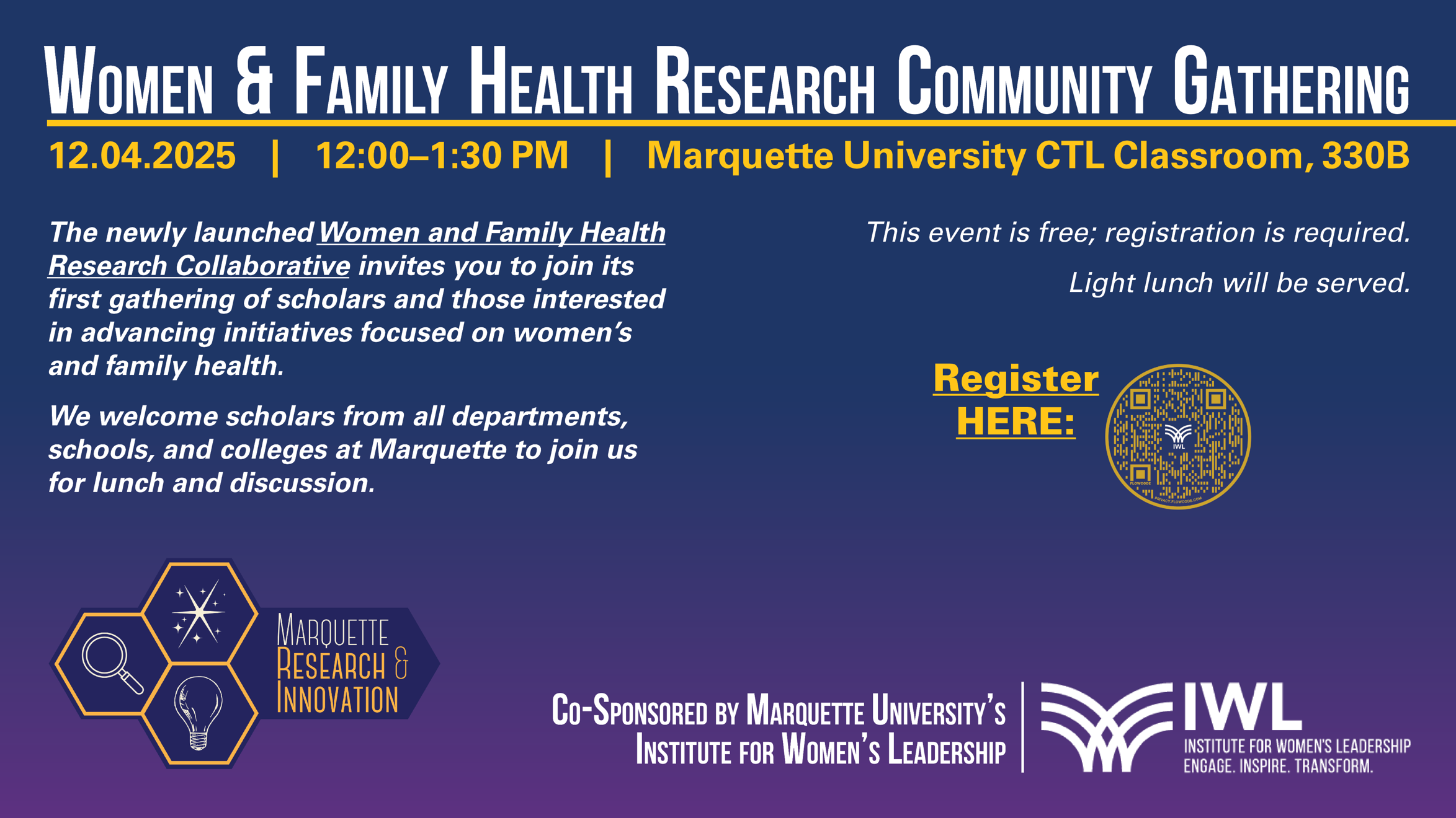 digital flyer for Dec. 4, 2025, MU's Women & Family Health Research Collaborative Community Gathering