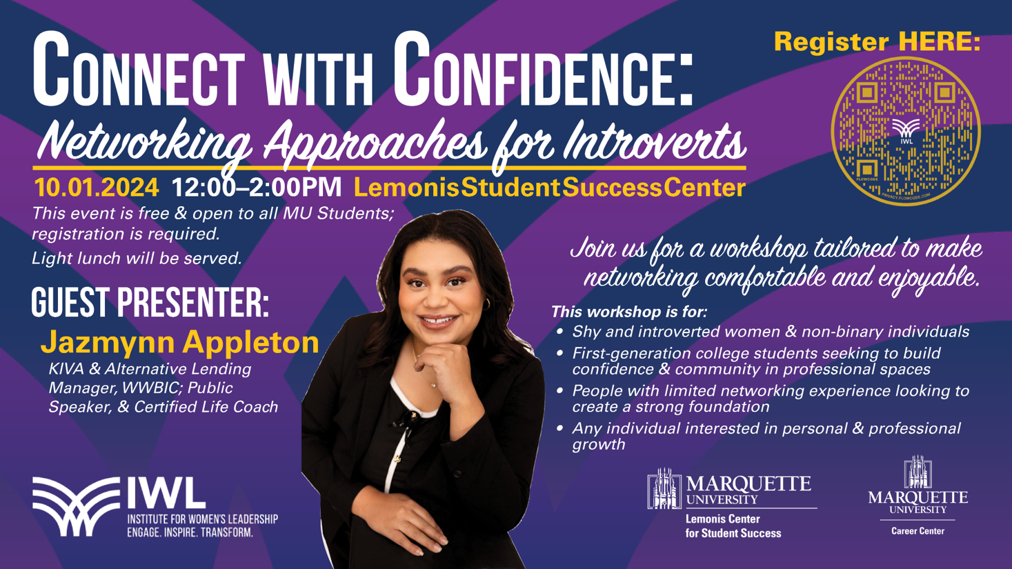 horizontal digital flyer for 2026-10-01 IWL Workshop - Connect with Confidence